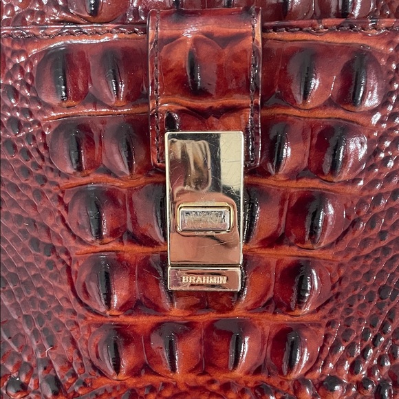 Brahmin Evie Melbourne Croc-Embossed Crossbody Bag Top Handle Satchel - Picture 5 of 16